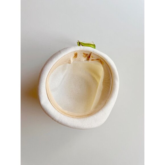 Vintage White Basketweave Green Pink Satin Twill Tie Bucket Hat - Picture 13 of 16